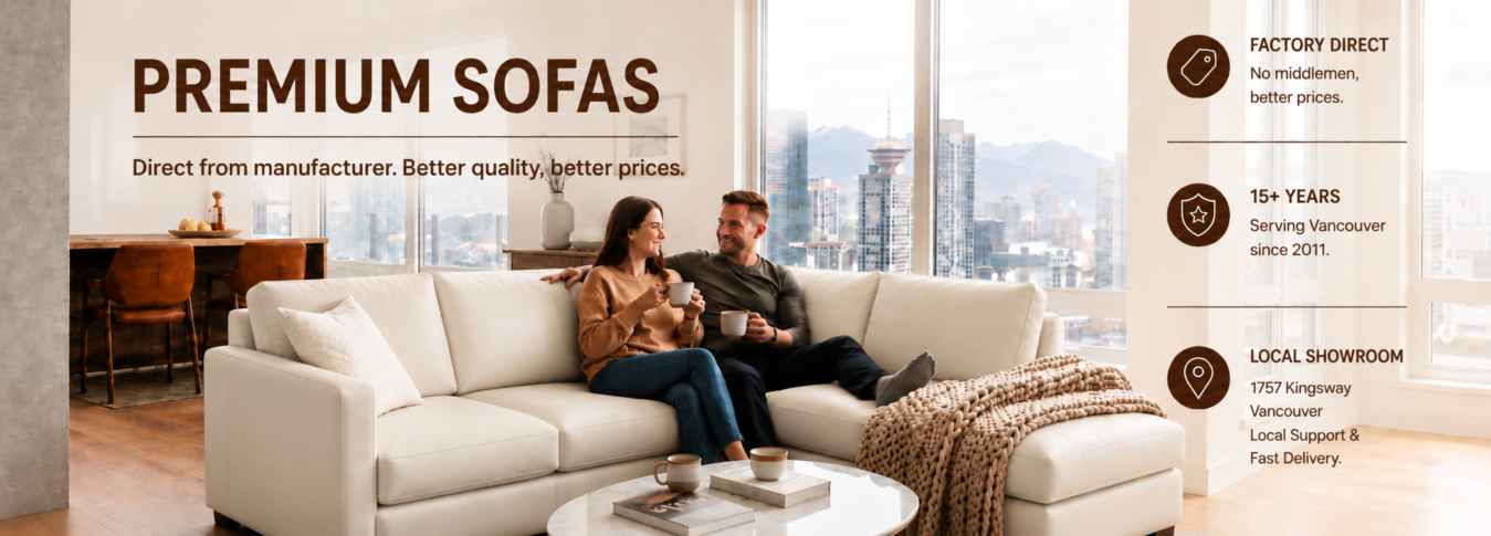 Leather Sofas Vancouver showroom featuring premium custom leather furniture and sectionals